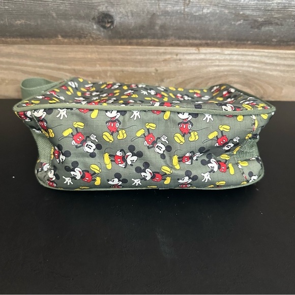 Disney Mickey Mouse Zipper Nylon Purse Shoulder Bag Olive Green Classic Mickey - Picture 4 of 8